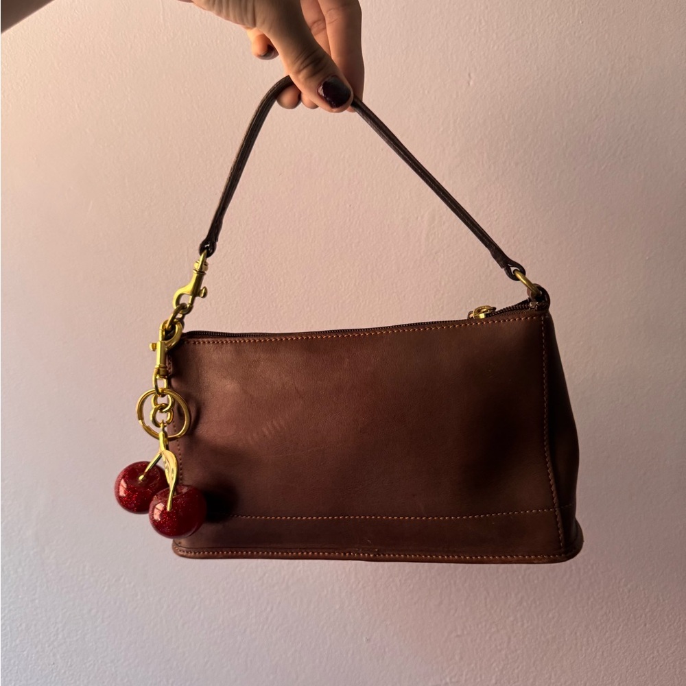 Coach Brown Leather Shoulder Bag with Gold Hardware